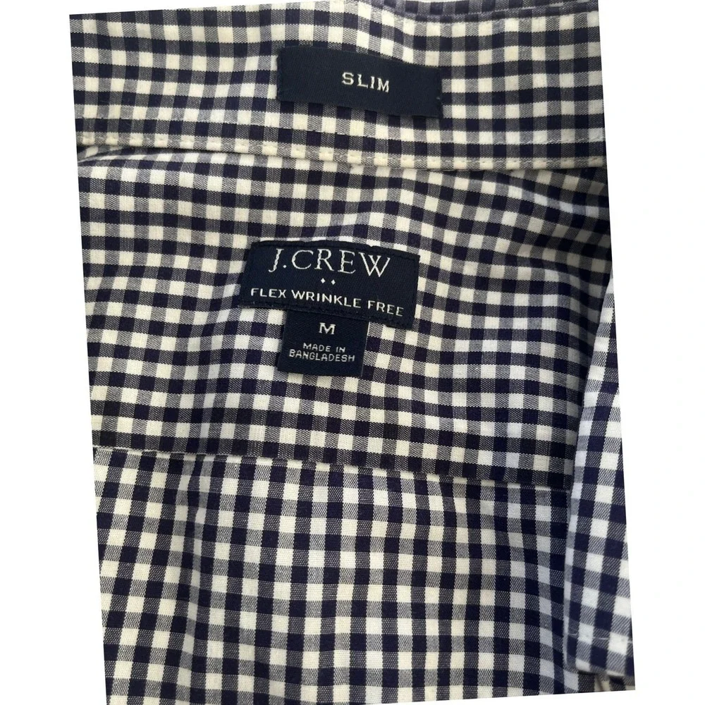 J.Crew Slim Fit Gingham Flex Wrinkle-Free Button Down Shirt‎ M NWOT $98